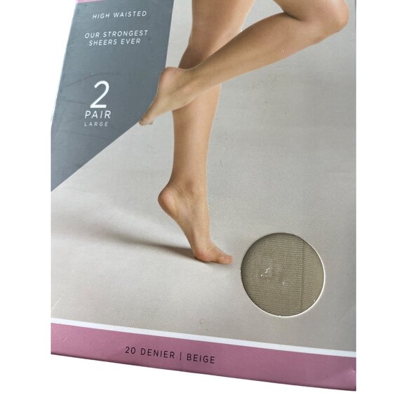 Silk Impressions Pantyhose Size Large Light Support Sheer High Waisted 2Pair NEW - Picture 2 of 7